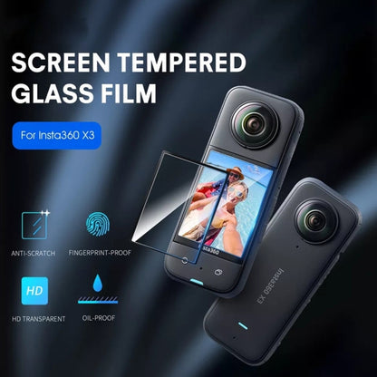 สำหรับ Insta360 X3 STARTRC ฟิล์มป้องกันโค้ง HD โปร่งใส 2 ชิ้น, For Insta360 X3