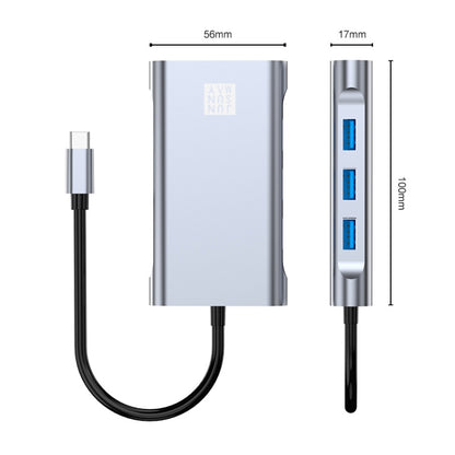 JUNSUNMAY 7 in 1 Type-C ถึง 4K HDMI / VGA / Ethernet Docking Station Adapter USB-C Hub, JSM-HUB001