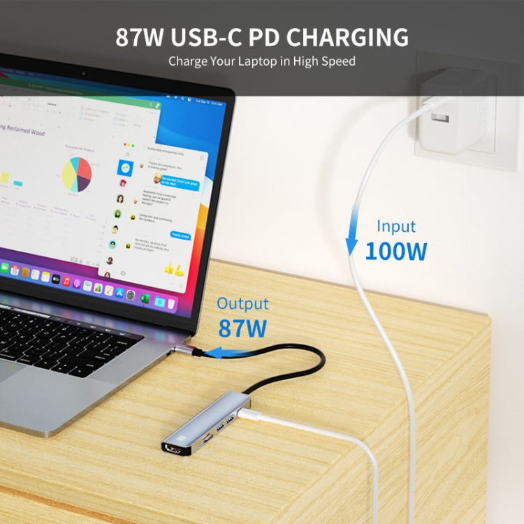 JUNSUNMAY 6 in 1 Type-C ถึง 4K HDMI Docking Station Adapter USB-C PD Quick Charge Hub SD/TF Card Reader, JSM-HUB005