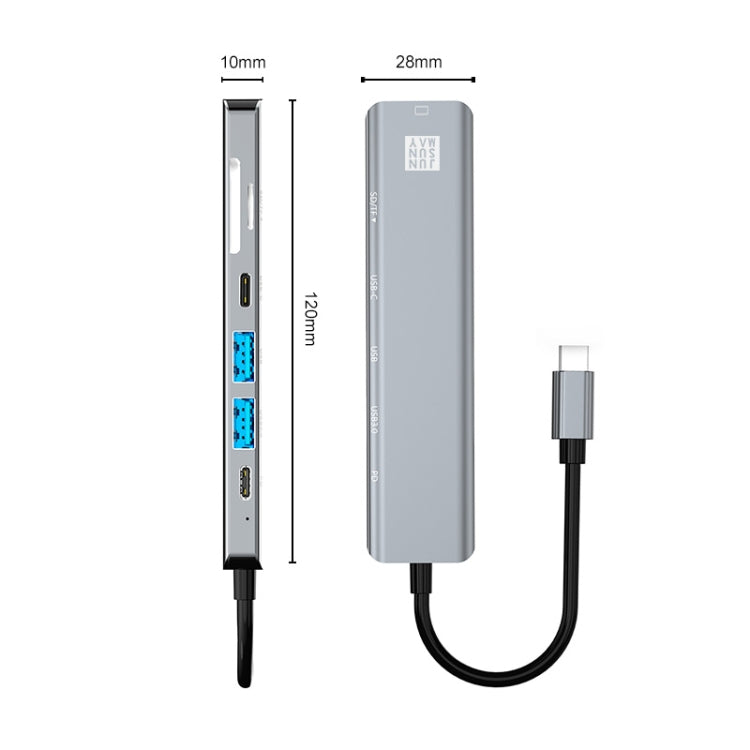 JUNSUNMAY 7 in 1 Type-C ถึง 4K HDMI Docking Station Adapter PD Quick Charge Hub SD/TF Card Reader, JSM-HUB007