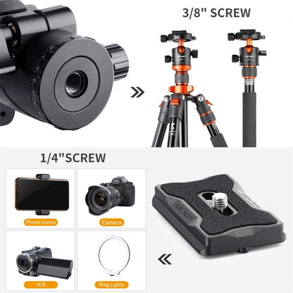 K&F CONCEPT KF31.023V3 360 องศาหมุนโลหะพาโนรามาขาตั้งกล้องหัวบอล 1/4 นิ้ว Quick Release Plate, KF31.023V3