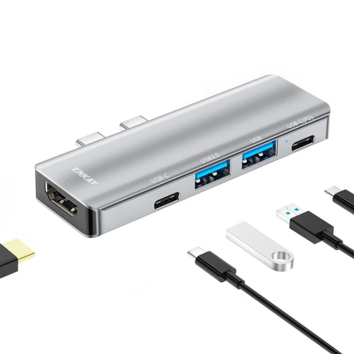 ENKAY Hat-Prince 5 in 2 Hub Type-C ถึง 4K HDMI / USB 3.0 Docking Station Adapter สำหรับ MacBook