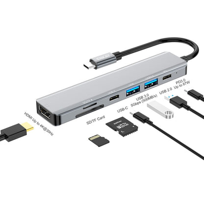 ENKAY Hat-Prince 7 in 1 Type-C ถึง 4K HDMI Docking Station Adapter PD Quick Charge Hub, Type-C to 4K HDMI