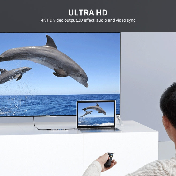 ENKAY Hat-Prince 7 in 1 Type-C ถึง 4K HDMI Docking Station Adapter PD Quick Charge Hub, Type-C to 4K HDMI