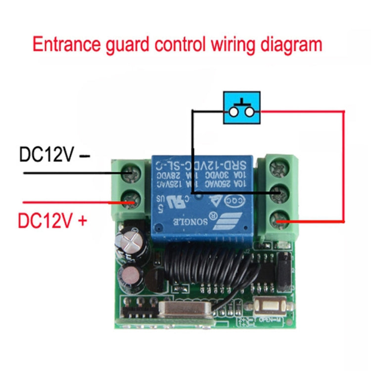 12V 10A RF รีโมทคอนโทรลไร้สายสวิตช์ 1CH รีเลย์ตัวรับสัญญาณ