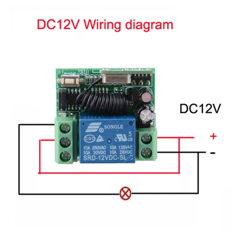12V 10A RF รีโมทคอนโทรลไร้สายสวิตช์ 1CH รีเลย์ตัวรับสัญญาณ