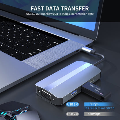 JUNSUNMAY 7 in 1 Type-C ถึง 4K HDMI + VGA + 3.5 มม. Audio Docking Station Adapter PD Quick Charge Hub, JSM-HUB016