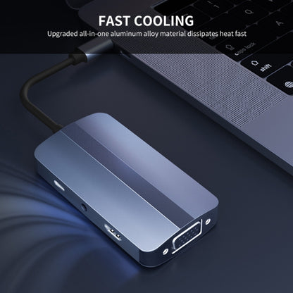 JUNSUNMAY 7 in 1 Type-C ถึง 4K HDMI + VGA + 3.5 มม. Audio Docking Station Adapter PD Quick Charge Hub, JSM-HUB016