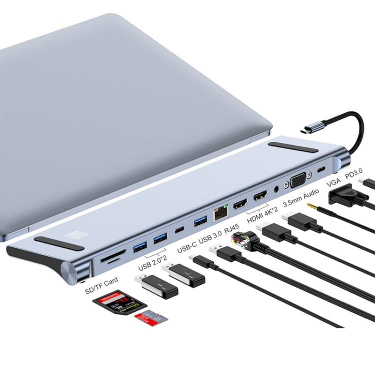 JUNSUNMAY 12 in 1 มัลติฟังก์ชั่น USB C Hub Docking Station อะแดปเตอร์ SD/TF Card Reader, JSM-HUB022