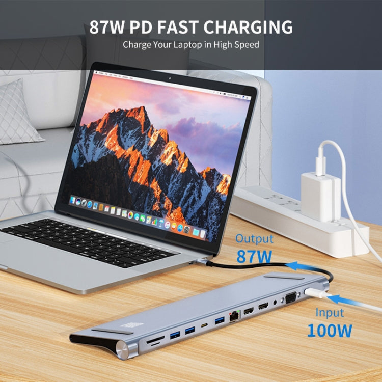 JUNSUNMAY 12 in 1 มัลติฟังก์ชั่น USB C Hub Docking Station อะแดปเตอร์ SD/TF Card Reader, JSM-HUB022