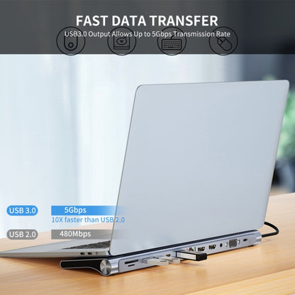 JUNSUNMAY 12 in 1 มัลติฟังก์ชั่น USB C Hub Docking Station อะแดปเตอร์ SD/TF Card Reader, JSM-HUB022