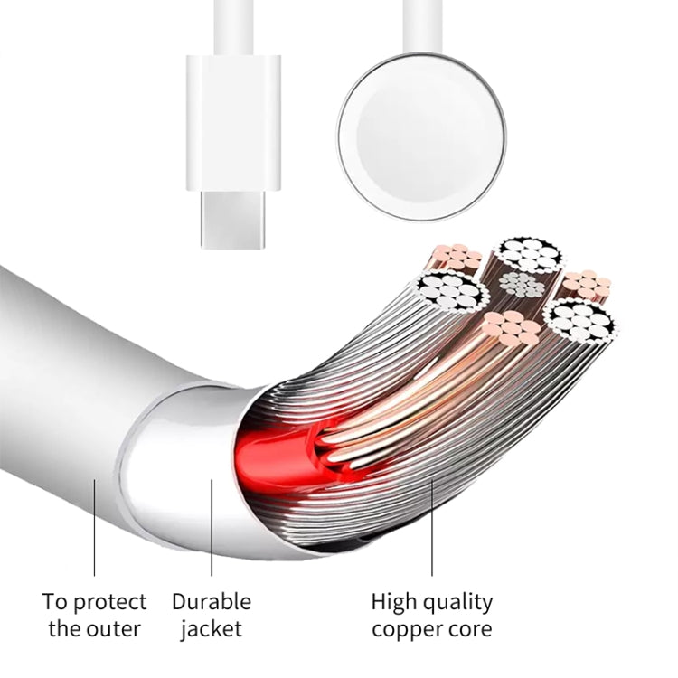 1 ม. USB-C / Type-C Magnetic Fast Charger สายชาร์จสำหรับนาฬิกา Apple Series Ultra/8/7/6 /SE/SE2/5/4/3/2, DS-XB012
