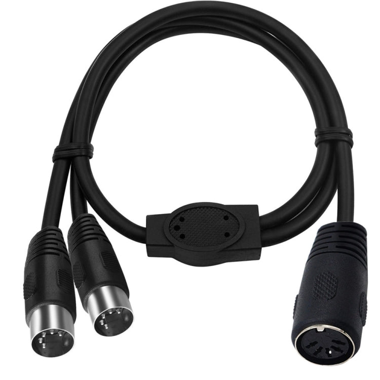JUNSUNMAY MIDI 2 in 1 Din 5 Pin Male to Dual 2 Pin Female Cable Adapter ความยาวสายเคเบิล: 50 ซม., Cable Length: 50cm