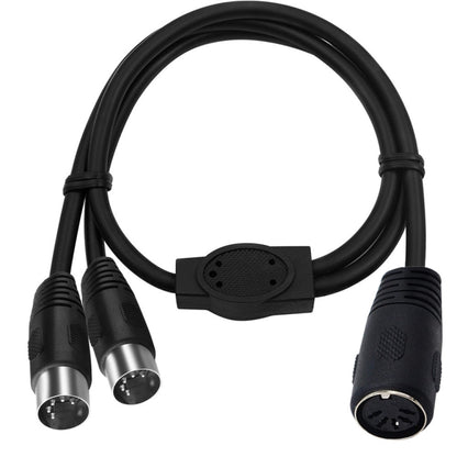 JUNSUNMAY MIDI 2 in 1 Din 5 Pin Male to Dual 2 Pin Female Cable Adapter ความยาวสายเคเบิล: 50 ซม., Cable Length: 50cm