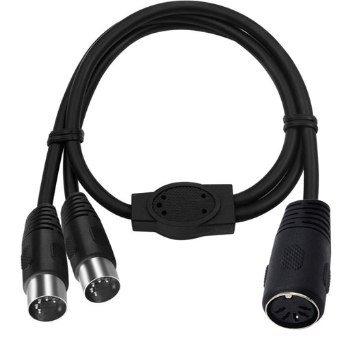 JUNSUNMAY MIDI 2 in 1 Din 5 Pin Male to Dual 2 Pin Female Cable Adapter ความยาวสายเคเบิล: 50 ซม., Cable Length: 50cm