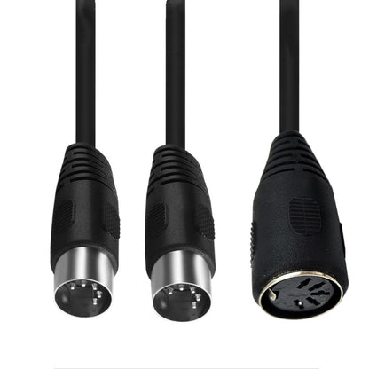 JUNSUNMAY MIDI 2 in 1 Din 5 Pin Male to Dual 2 Pin Female Cable Adapter ความยาวสายเคเบิล: 50 ซม., Cable Length: 50cm