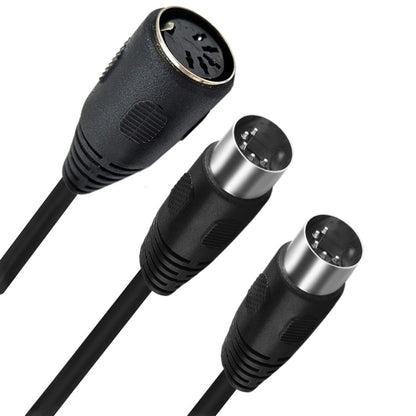 JUNSUNMAY MIDI 2 in 1 Din 5 Pin Male to Dual 2 Pin Female Cable Adapter ความยาวสายเคเบิล: 50 ซม., Cable Length: 50cm