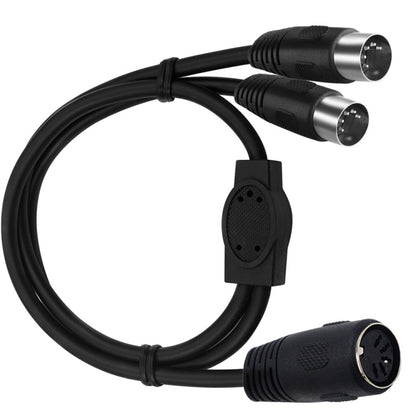 JUNSUNMAY MIDI 2 in 1 Din 5 Pin Male to Dual 2 Pin Female Cable Adapter ความยาวสายเคเบิล: 50 ซม., Cable Length: 50cm