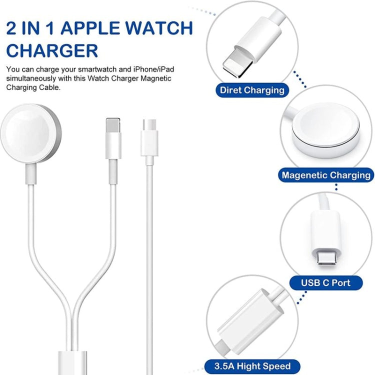 สำหรับ Apple Watch Series และ iPhone 2 in 1 สายชาร์จแม่เหล็ก USB 1.2 ม, DS-XB015