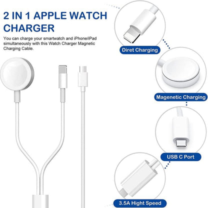 สำหรับ Apple Watch Series และ iPhone 2 in 1 สายชาร์จแม่เหล็ก USB 1.2 ม, DS-XB015