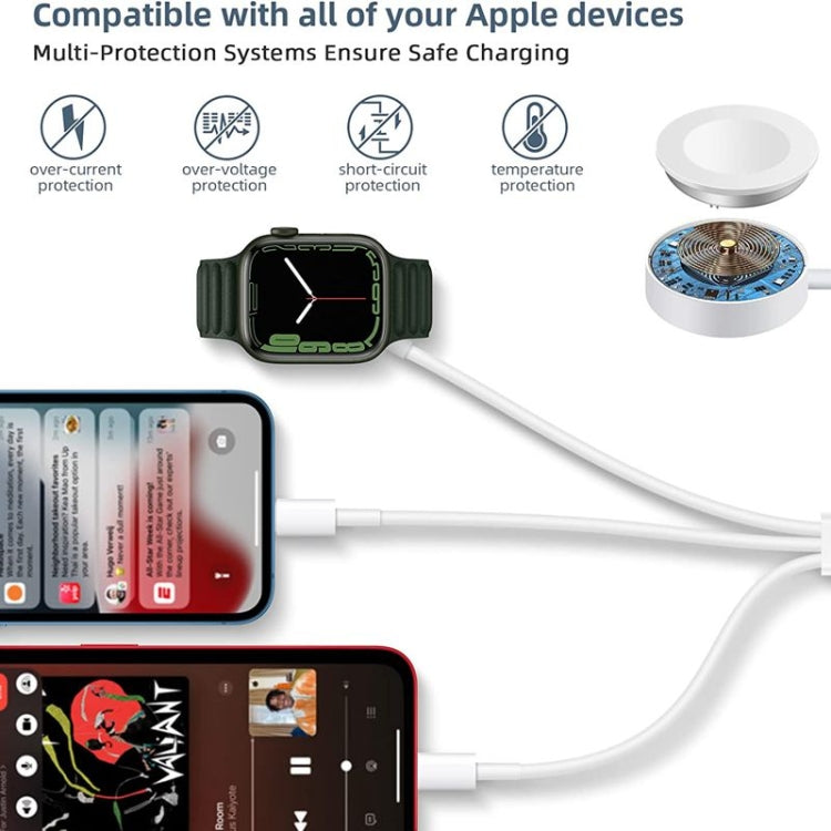 สำหรับ Apple Watch Series และ iPhone 3 in 1 สายชาร์จแม่เหล็ก USB 4 ฟุต/1.2 ม, DS-XB016