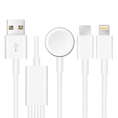 สำหรับ Apple Watch Series & iPhone & โทรศัพท์ที่มีพอร์ต Type-C 3 ใน 1 สายชาร์จ USB แม่เหล็ก 4 ฟุต/1.2 ม., DS-XB017