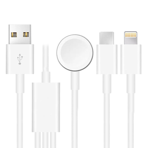 สำหรับ Apple Watch Series & iPhone & โทรศัพท์ที่มีพอร์ต Type-C 3 ใน 1 สายชาร์จ USB แม่เหล็ก 4 ฟุต/1.2 ม., DS-XB017