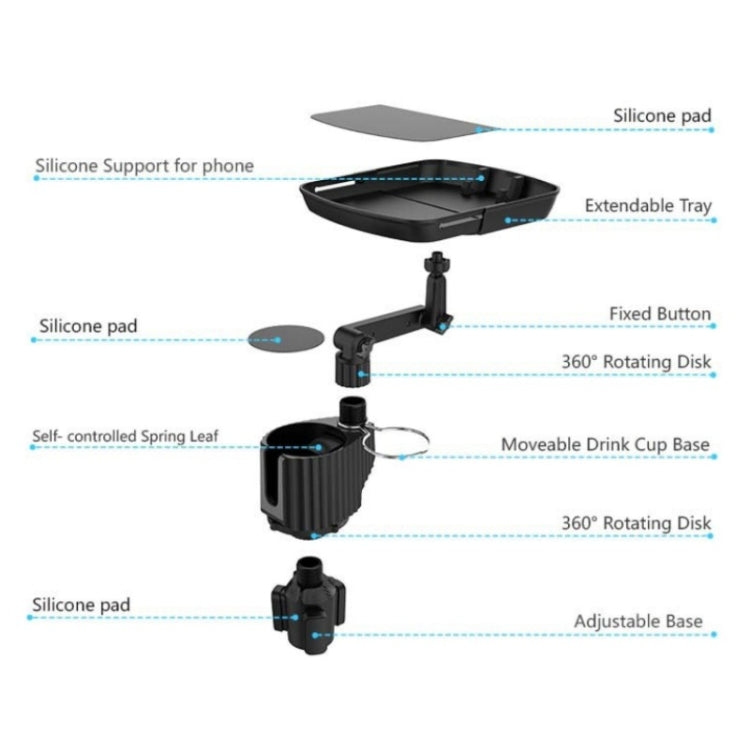 A01 Universal Adjustable Car Tray ที่วางแก้วแบบพกพาถาดอาหารขยายที่วางแก้วในรถ, A01