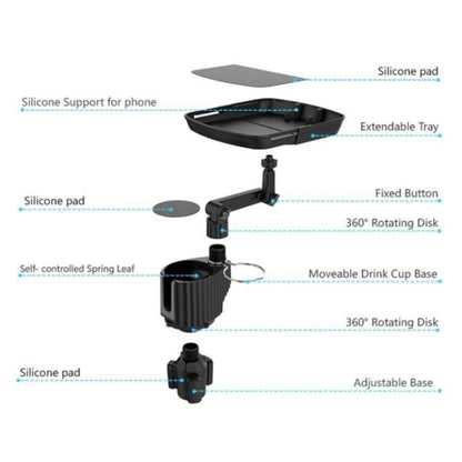 A01 Universal Adjustable Car Tray ที่วางแก้วแบบพกพาถาดอาหารขยายที่วางแก้วในรถ, A01