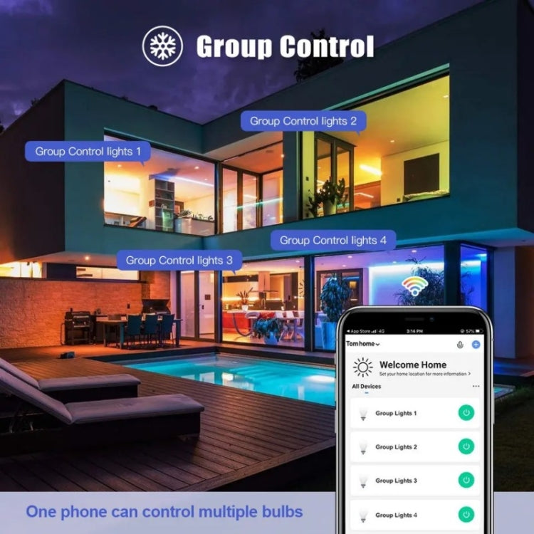 DP01 TUYA WiFi สมาร์ทหลอดไฟ 15W E26 E27 RGB + สีขาว + หลอดไฟ LED สีขาวอุ่น, 1PC