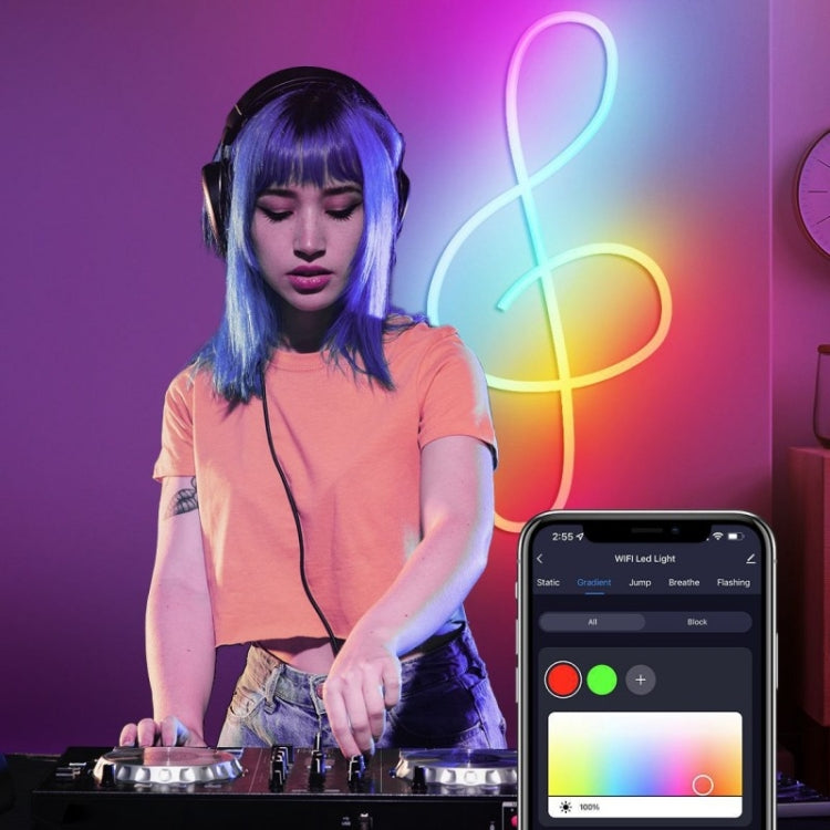 NH021 กันน้ำ 3 ม. TUYA WIFI Music Sync RGB Neon Rope Light, NH021