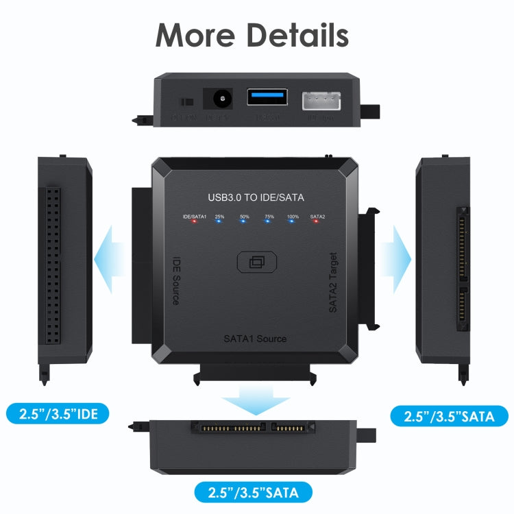 ตัวแปลงอะแดปเตอร์ฮาร์ดไดรฟ์ USB3.0 เป็น SATA หรือ IDE พร้อมฟังก์ชันโคลน