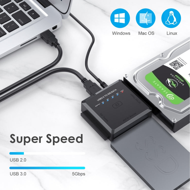 ตัวแปลงอะแดปเตอร์ฮาร์ดไดรฟ์ USB3.0 เป็น SATA หรือ IDE พร้อมฟังก์ชันโคลน