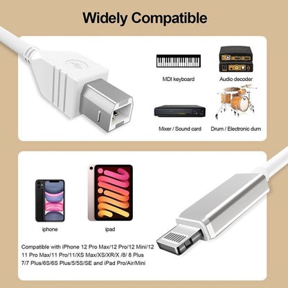 สาย MIDI ยาว 1 ม. 8 พินสำหรับ iPad / iPhone, 8 Pin