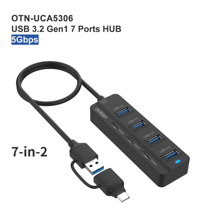 Onten UCA5306 7 in 2 USB3.0 + Type-C 7-Ports HUB Docking Station รองรับฟังก์ชั่น OTG, UCA5306