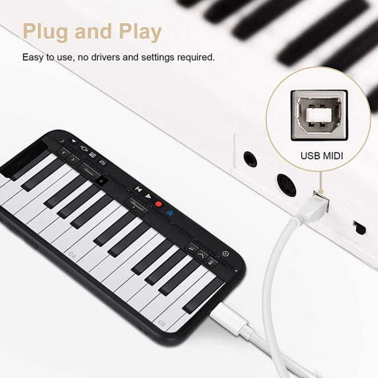 1m 8 Pin to USB + MIDI เครื่องดนตรีอิเล็กทรอนิกส์ & OTG และชาร์จสายเคเบิลมัลติฟังก์ชั่นเข้ากันได้กับ iOS 10-14, MIDI + OTG