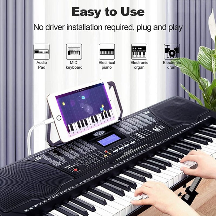 1m 8 Pin to USB + MIDI เครื่องดนตรีอิเล็กทรอนิกส์ & OTG และชาร์จสายเคเบิลมัลติฟังก์ชั่นเข้ากันได้กับ iOS 10-14, MIDI + OTG
