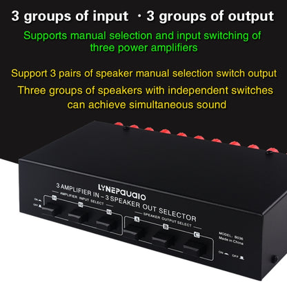 3 อินพุต 3 เอาต์พุตเพาเวอร์แอมป์และสวิตช์ลำโพง Speaker Switch Splitter Comparator, B036