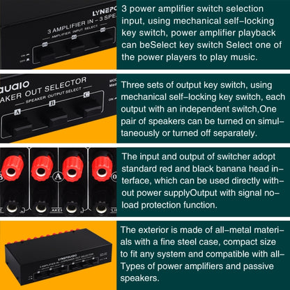 3 อินพุต 3 เอาต์พุตเพาเวอร์แอมป์และสวิตช์ลำโพง Speaker Switch Splitter Comparator, B036