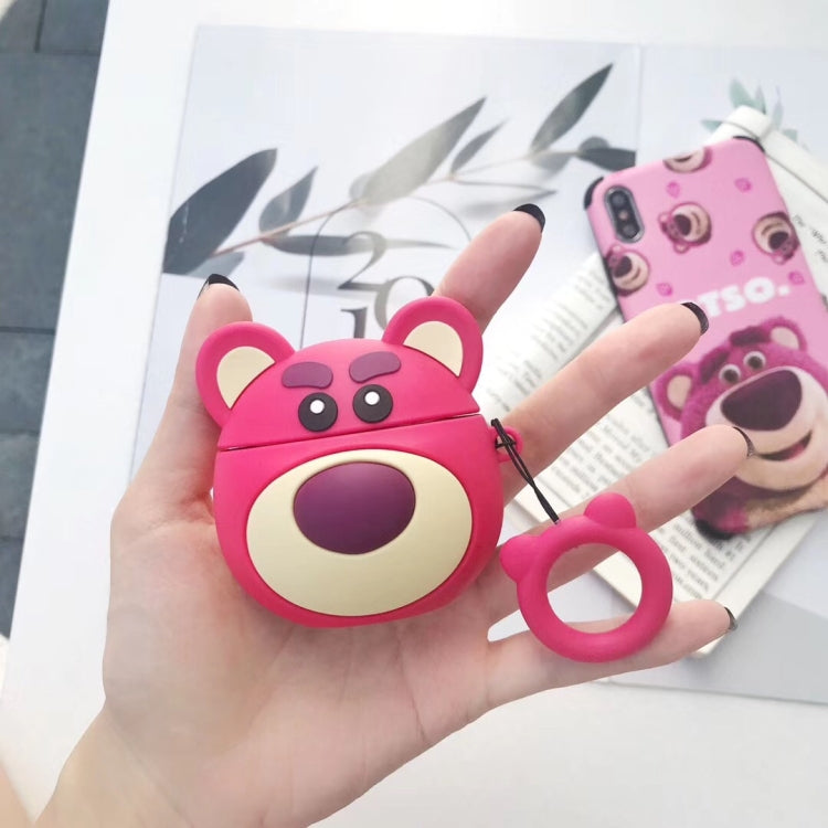 หมีสีแดง Airpods เคสบลูทูธหูฟังกล่องเก็บซิลิโคนแหวนเชือก Anti-Drop BAG