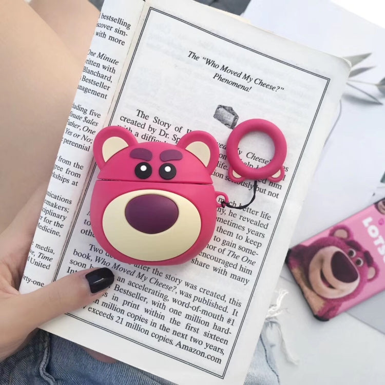 หมีสีแดง Airpods เคสบลูทูธหูฟังกล่องเก็บซิลิโคนแหวนเชือก Anti-Drop BAG