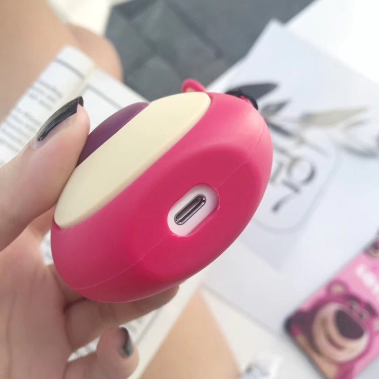 หมีสีแดง Airpods เคสบลูทูธหูฟังกล่องเก็บซิลิโคนแหวนเชือก Anti-Drop BAG