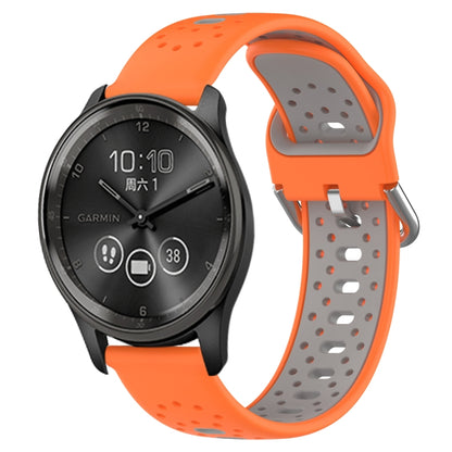 สายนาฬิกาซิลิโคนสองสีระบายอากาศ 20 มม, For GarminMove Trend, For Garmin Vivomove Sport, For Garmin Vivoactive3