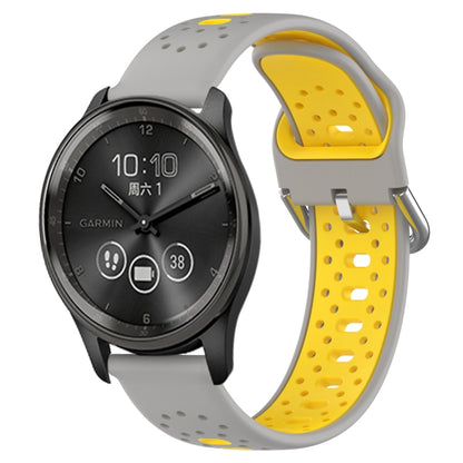 สายนาฬิกาซิลิโคนสองสีระบายอากาศ 20 มม, For GarminMove Trend, For Garmin Vivomove Sport, For Garmin Vivoactive3