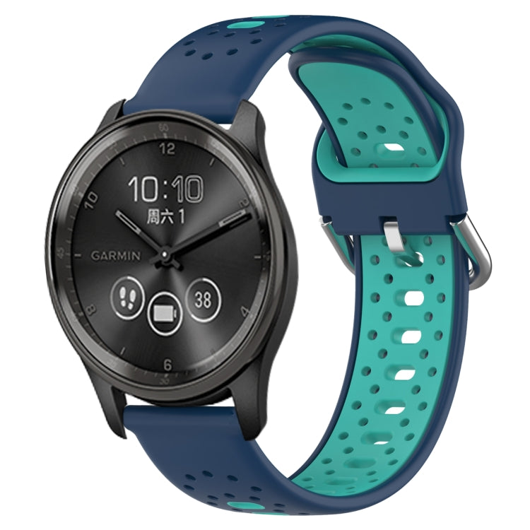 สายนาฬิกาซิลิโคนสองสีระบายอากาศ 20 มม, For GarminMove Trend, For Garmin Vivomove Sport, For Garmin Vivoactive3