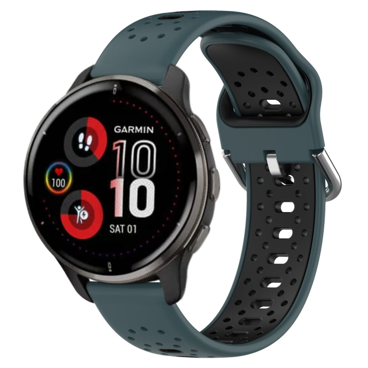 สายนาฬิกาซิลิโคนสองสีระบายอากาศ 20 มม, For Garmin Vivoactive3 Music, For Garmin Venu 2 Plus, For Garmin Approach S40