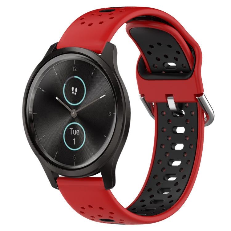 สายนาฬิกาซิลิโคนสองสีระบายอากาศ 20 มม, For Garmin Venu SQ, For Garmin VivoMove Style, For Garmin VivoMove Luxe