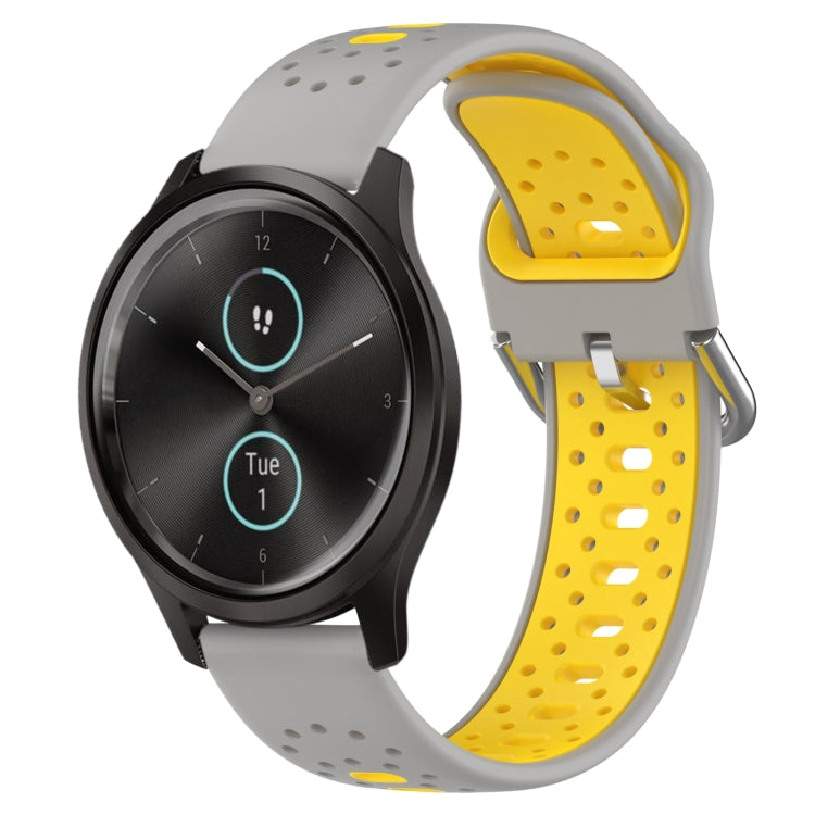 สายนาฬิกาซิลิโคนสองสีระบายอากาศ 20 มม, For Garmin Venu SQ, For Garmin VivoMove Style, For Garmin VivoMove Luxe