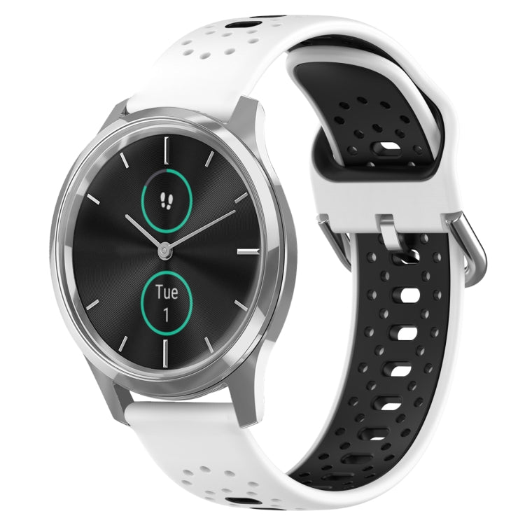 สายนาฬิกาซิลิโคนสองสีระบายอากาศ 20 มม, For Garmin Venu SQ, For Garmin VivoMove Style, For Garmin VivoMove Luxe