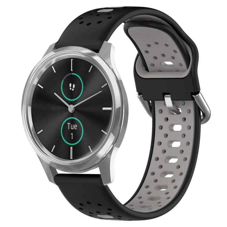 สายนาฬิกาซิลิโคนสองสีระบายอากาศ 20 มม, For Garmin Venu SQ, For Garmin VivoMove Style, For Garmin VivoMove Luxe